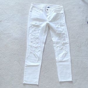 American Eagle White Super Distressed Jeans